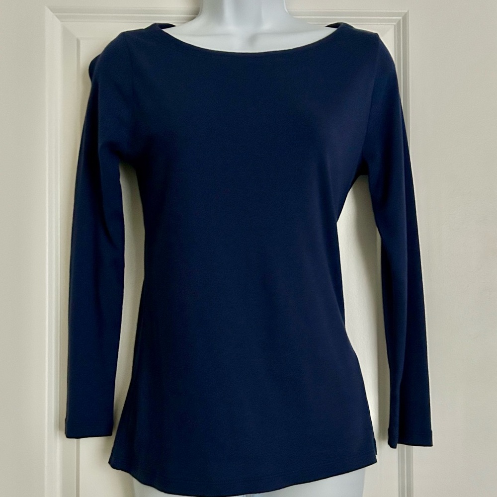 VINEYARD VINES Casual Knits Simple Boatneck Navy Blue Tee Size Medium